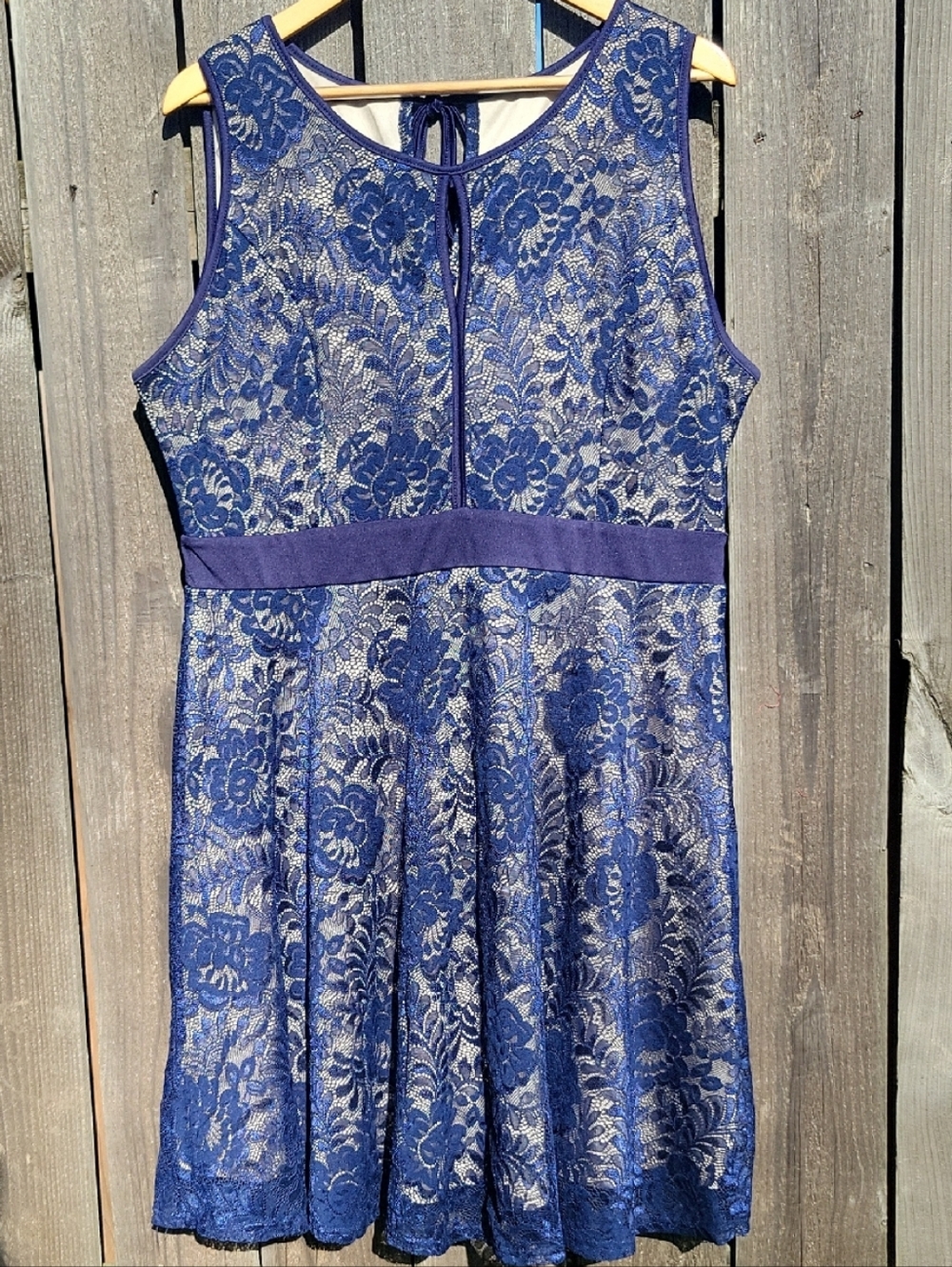 Sleeveless Blue Lace Fit-and-Flare Dress XXL
